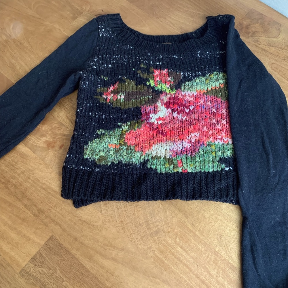 Free People Abstract Rose Sweater